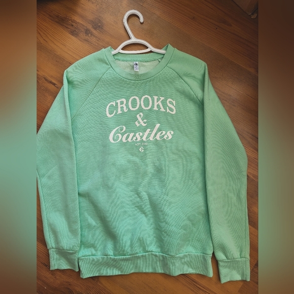 Crooks & Castles Teal Crewneck Sweater - Picture 1 of 3